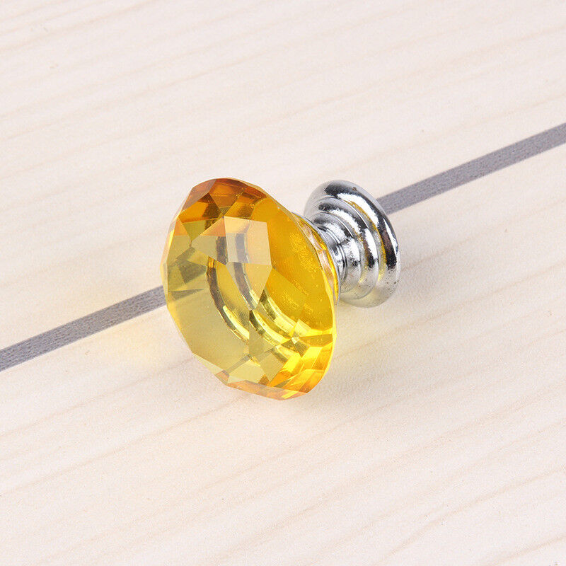 10Pcs Crystal Glass Cabinet Knob Diamond Shape 30mm Drawer Cupboard Handle Pull