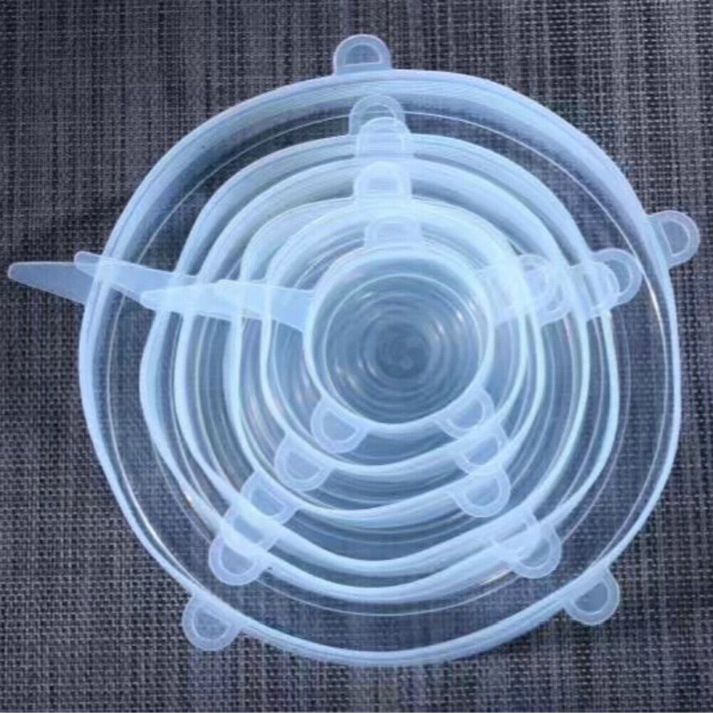 4~6 Pack Stretch Reusable Silicone Bowl Food Storage Wraps Cover Seal Fresh Lids