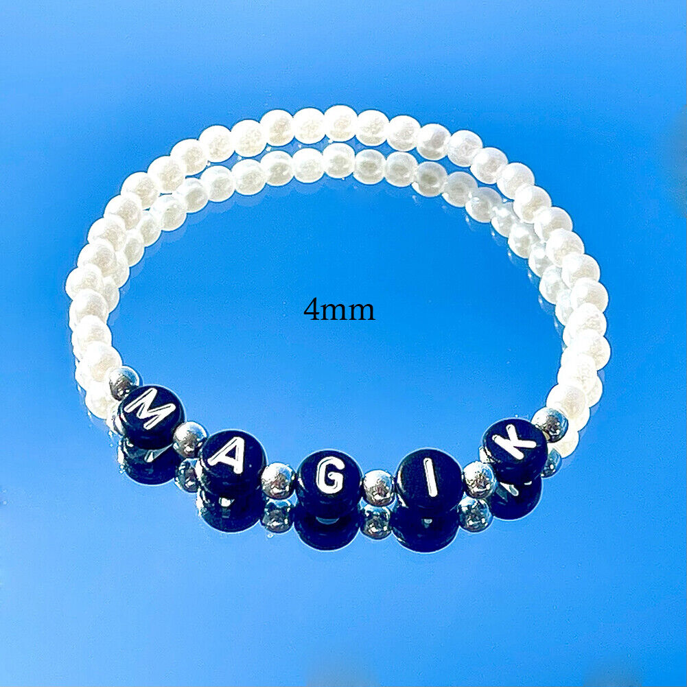 Magik Custom Name Bracelet High Luster Imitation Pearl Stackable Mama Bracelet