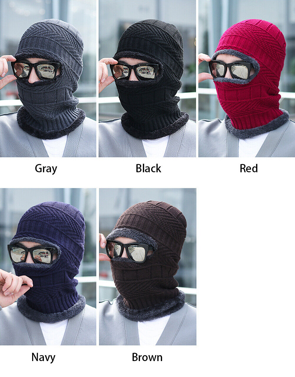 Balaclava Beanie Motorcycle Cycling Hood Hat Face Mask UV Wind Proof Cover Knit