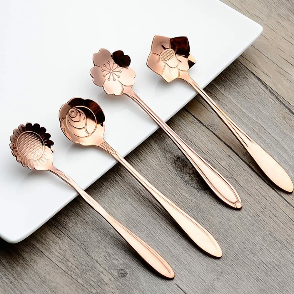 8 Pack Magik Floral Stainless Steel Tableware Creative Flower Coffee Spoon Set