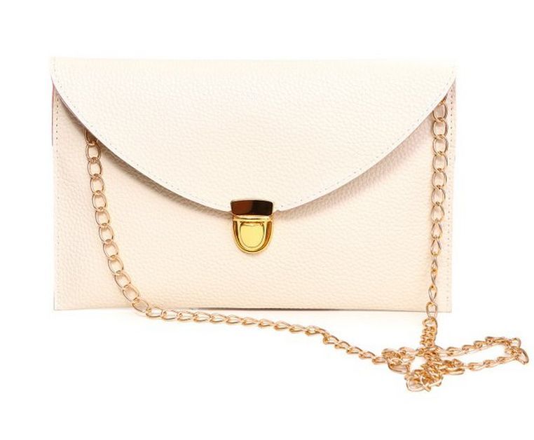 Fashion Leather Envelope Clutch with Drop-in Chain Shoulder Strap