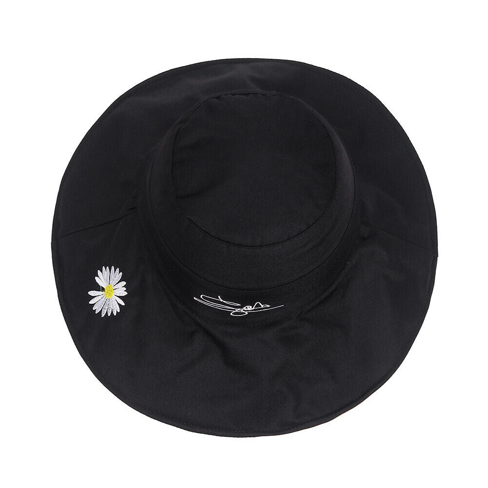 US Daisy Double-Sided UV Protection Wide Brim Bucket Hat Sun Beach Fisherman Cap