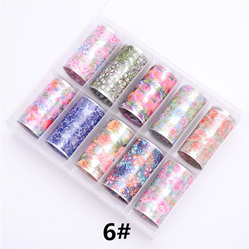 US 10 Sheets Galaxy/Marble/Flower Nail Decal Nail Art Transfer Sticker Decor