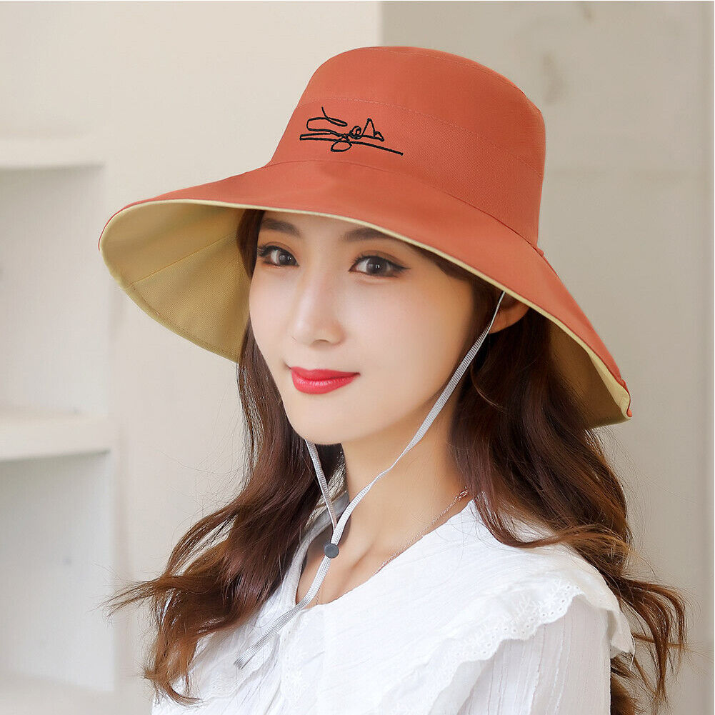 US Daisy Double-Sided UV Protection Wide Brim Bucket Hat Sun Beach Fisherman Cap