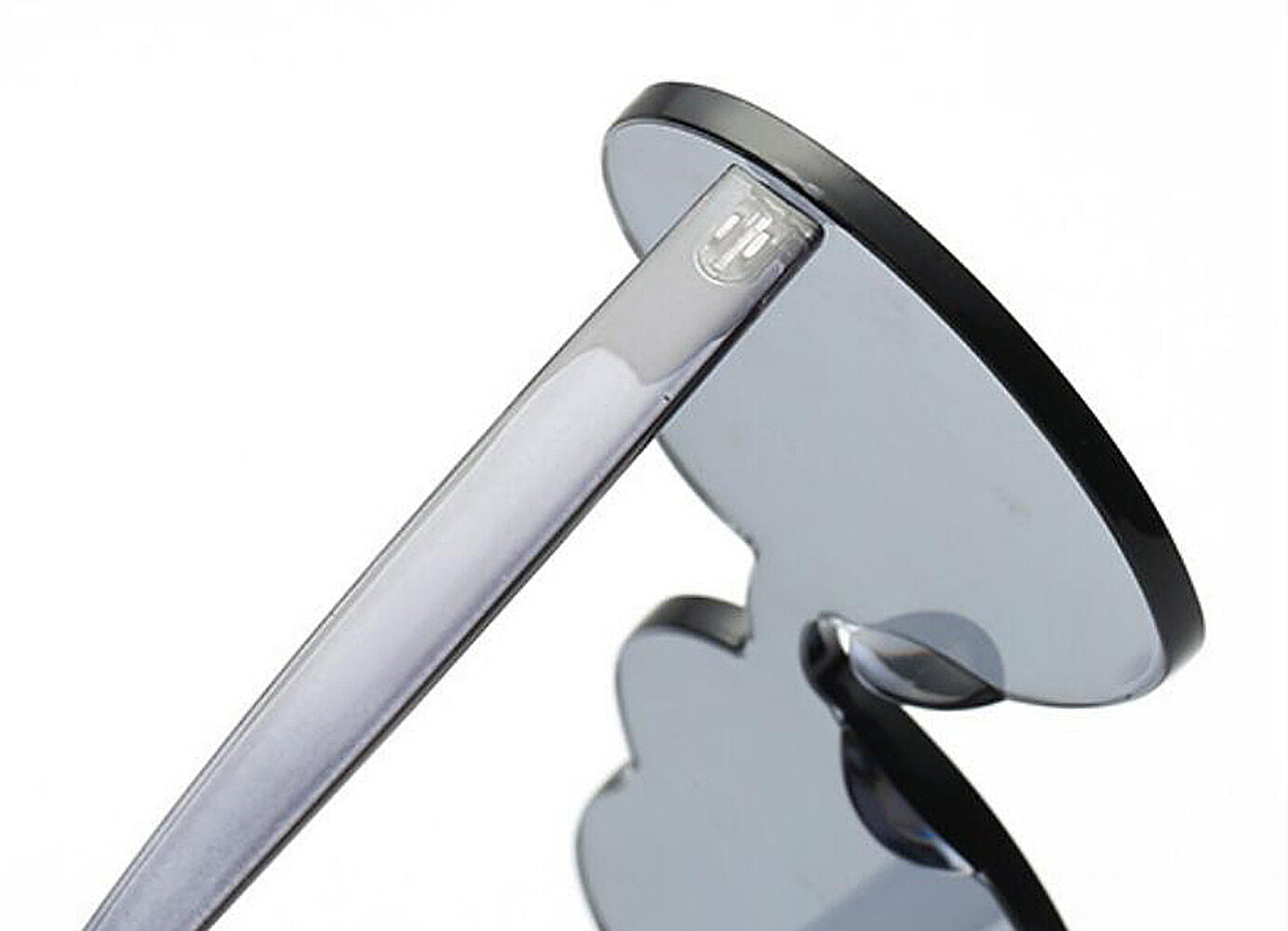 1-2 Pcs One Piece Round Heart Rimless Sunglasses Transparent Oversized Eyewear