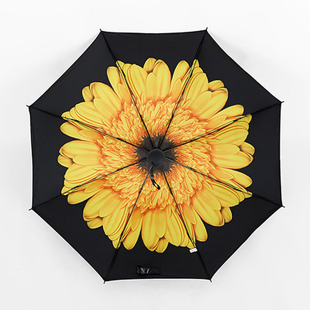 50+ Anti-UV Sun Rain Protection Windproof Flower Parasols 3 Folding Umbrella