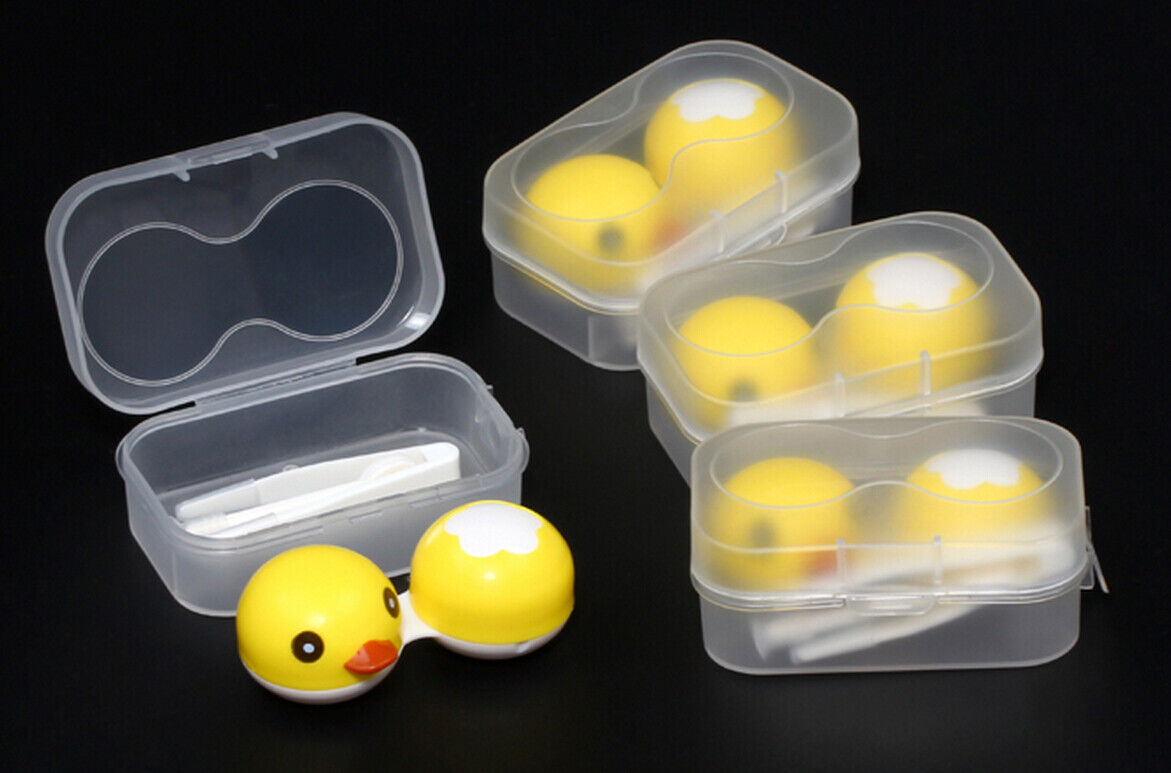 1-3 Pcs Rubber Duck Contact Lens Lenses Box Travel Case Holder Container Set Kit