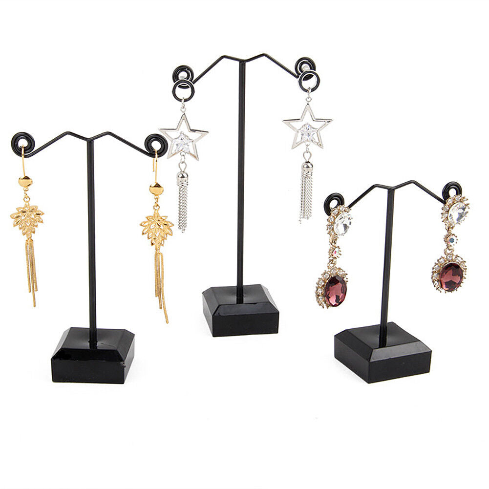 US 3 Pcs Alloy Earrings Display T-Shape Stand Showcase Jewelry Organizer Holder