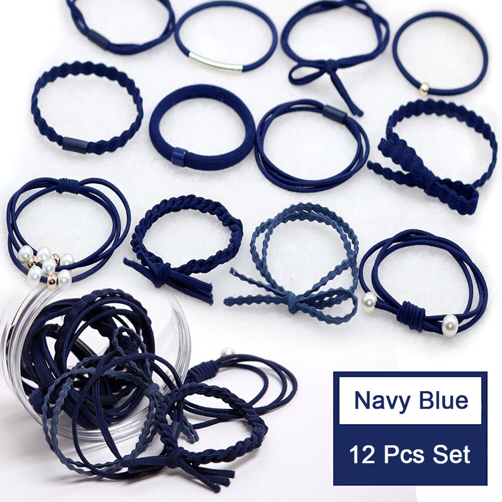 12Pcs/Set Korean Womens Elastic Ponytail Holder Rope Hair Tie Ring Hairband Band