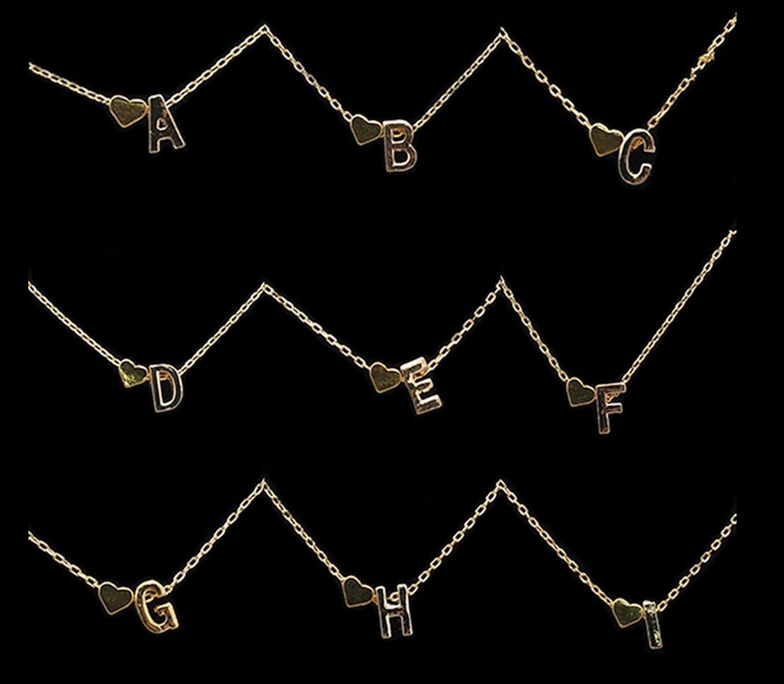 US Charm Heart Letter Initial A-Z Alphabet Pendant Chain Necklace Christmas Gift