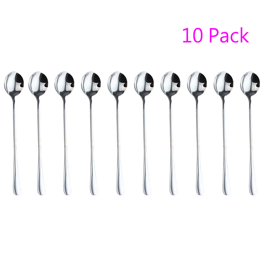 10 Pack Magik Long Handle Stainless Steel Mixing Ice Cream Coffee Spoon Set