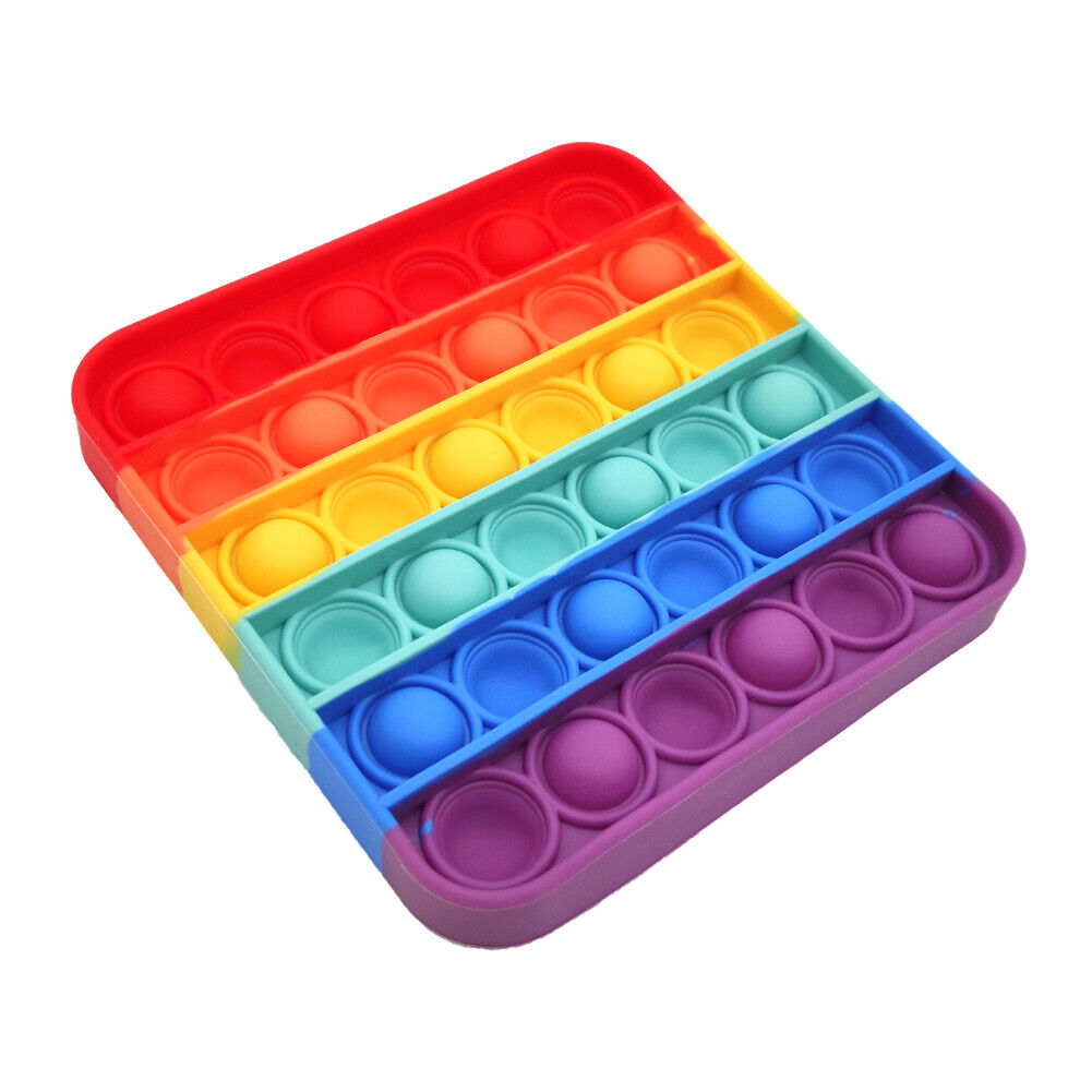 US Push Pop Bubble Silicone Sensory Fidget Rainbow Toy Autism Stress Relief Game