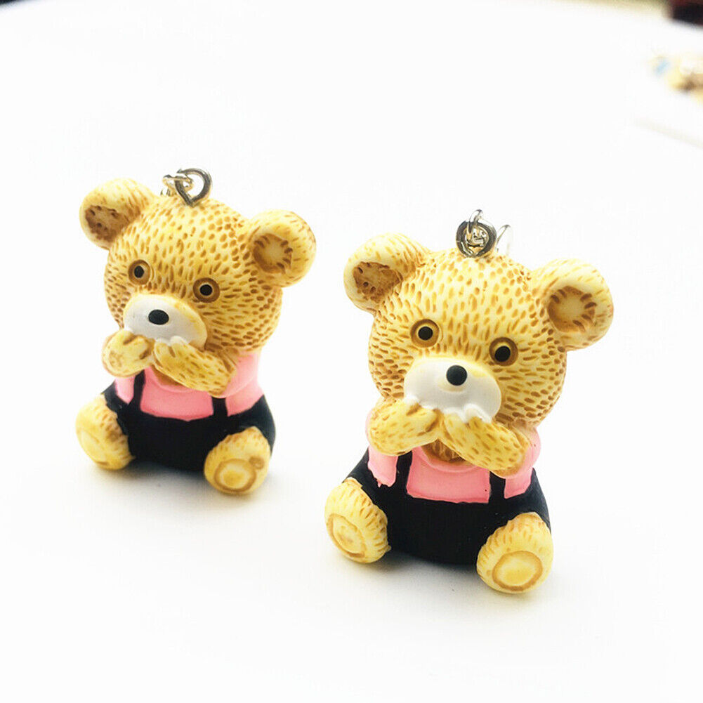 US Cute Bear in Suit Emotional Face Expression Earrings Miniature Jewelry Gifts
