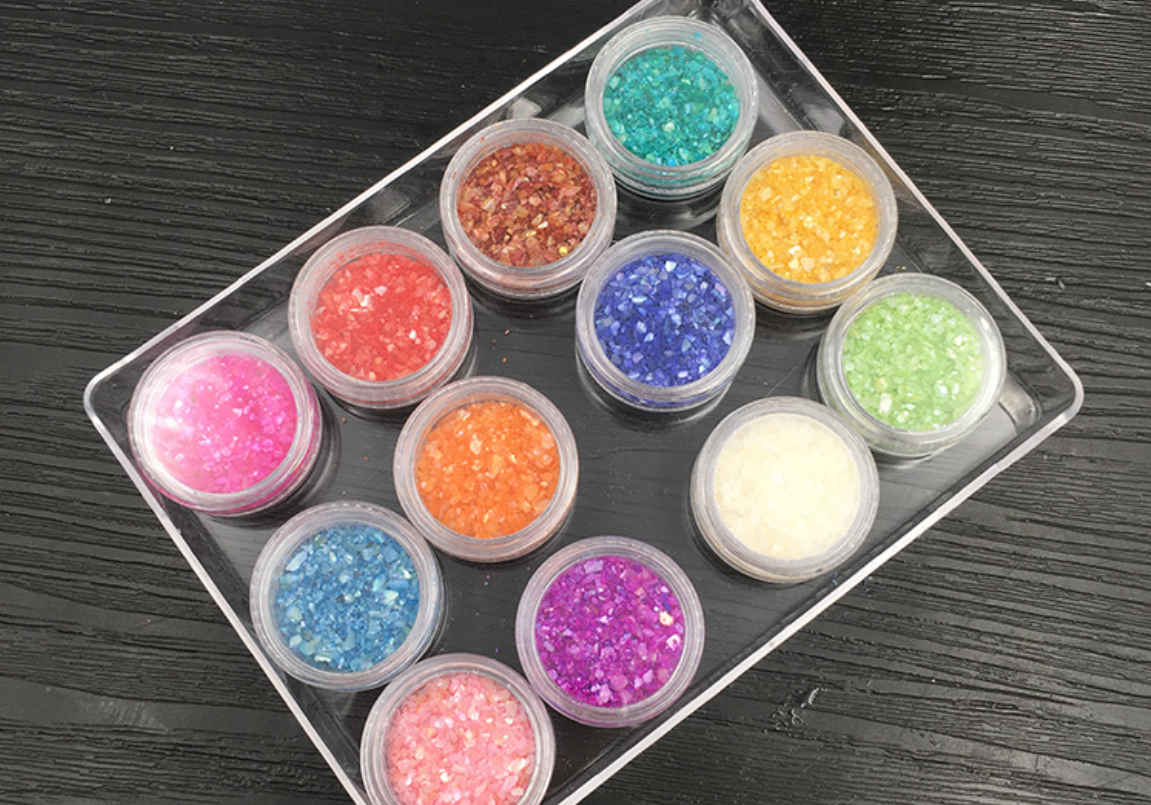 12 Pack Nail Art Glitter Powder Pieces UV Gel Acrylic Sequins Decoration Tips