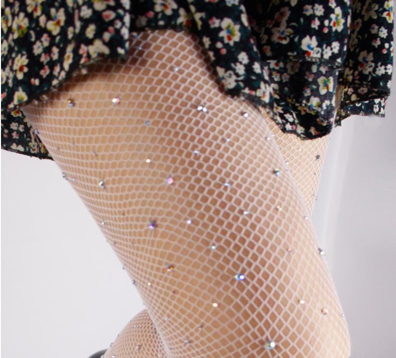 US Sexy Fishnet Stockings Gorgeous Sparkle Rhinestone Pantyhose Slim Club Party