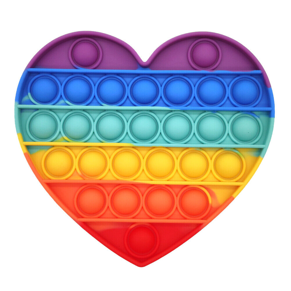 US Push Pop Bubble Silicone Sensory Fidget Rainbow Toy Autism Stress Relief Game