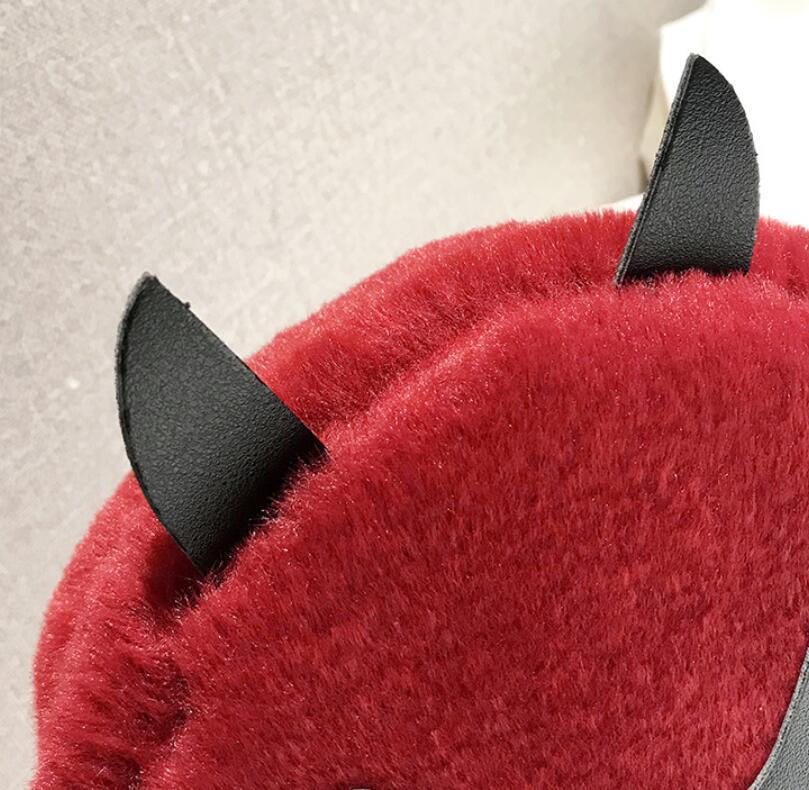 Magik Devil Monster Crossbody Shoulder Bag Faux Fur Fluffy Bat Doll Toys Handbag