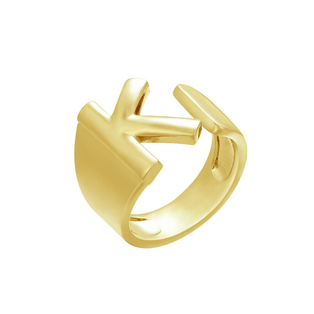 US Alphabet Letter A to Z Resizable Knuckle Ring Initial Gold Silver Letter Ring