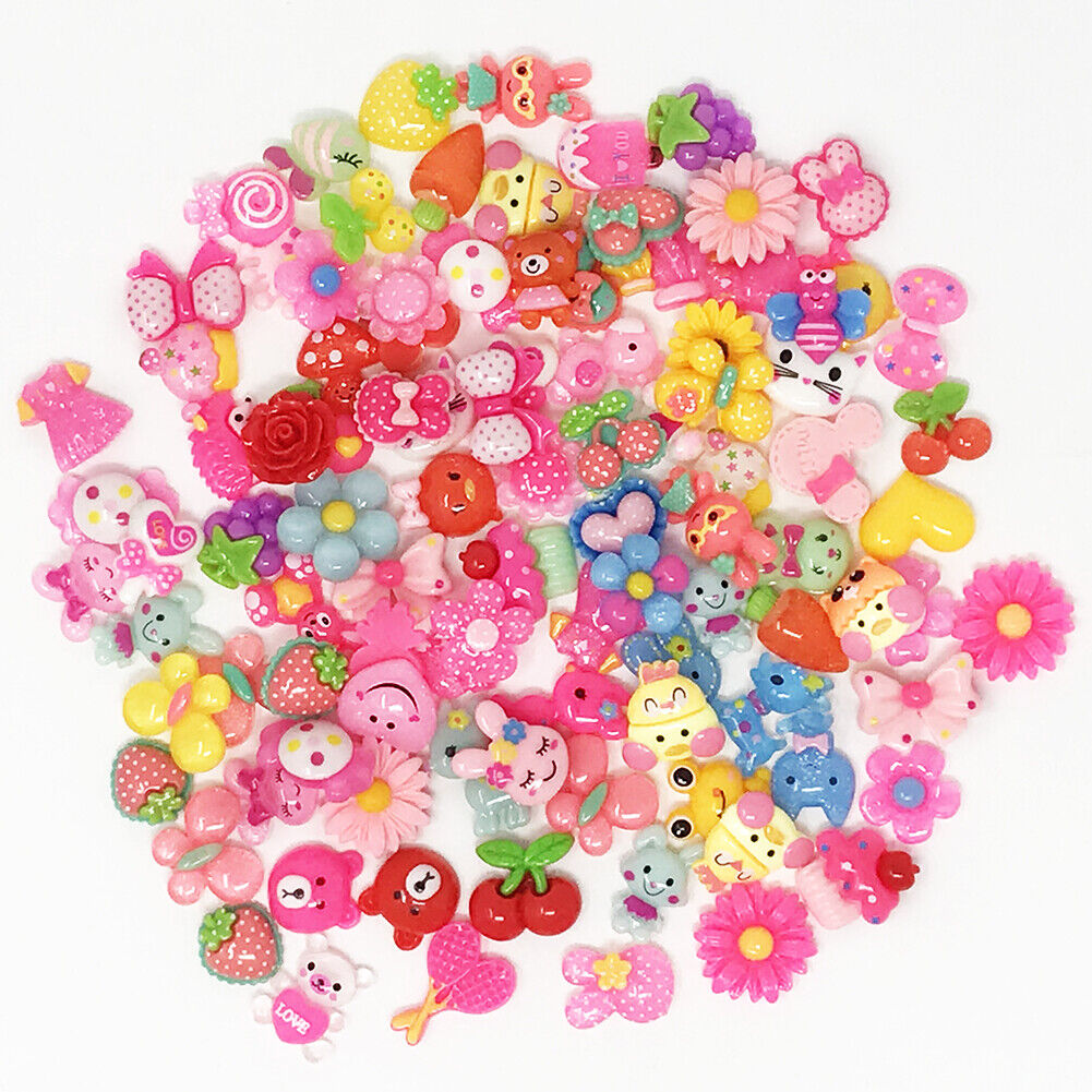 US 15~100 Pc Slime Bread Candy Unicorn Resin Flat Back Scrapbooking Charms DIY
