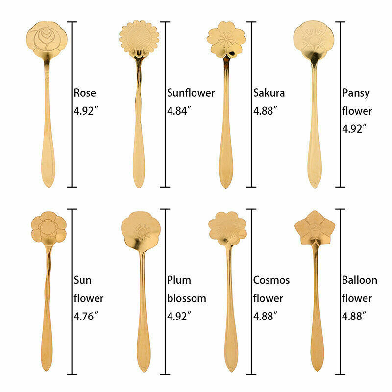8 Pack Magik Floral Stainless Steel Tableware Creative Flower Coffee Spoon Set