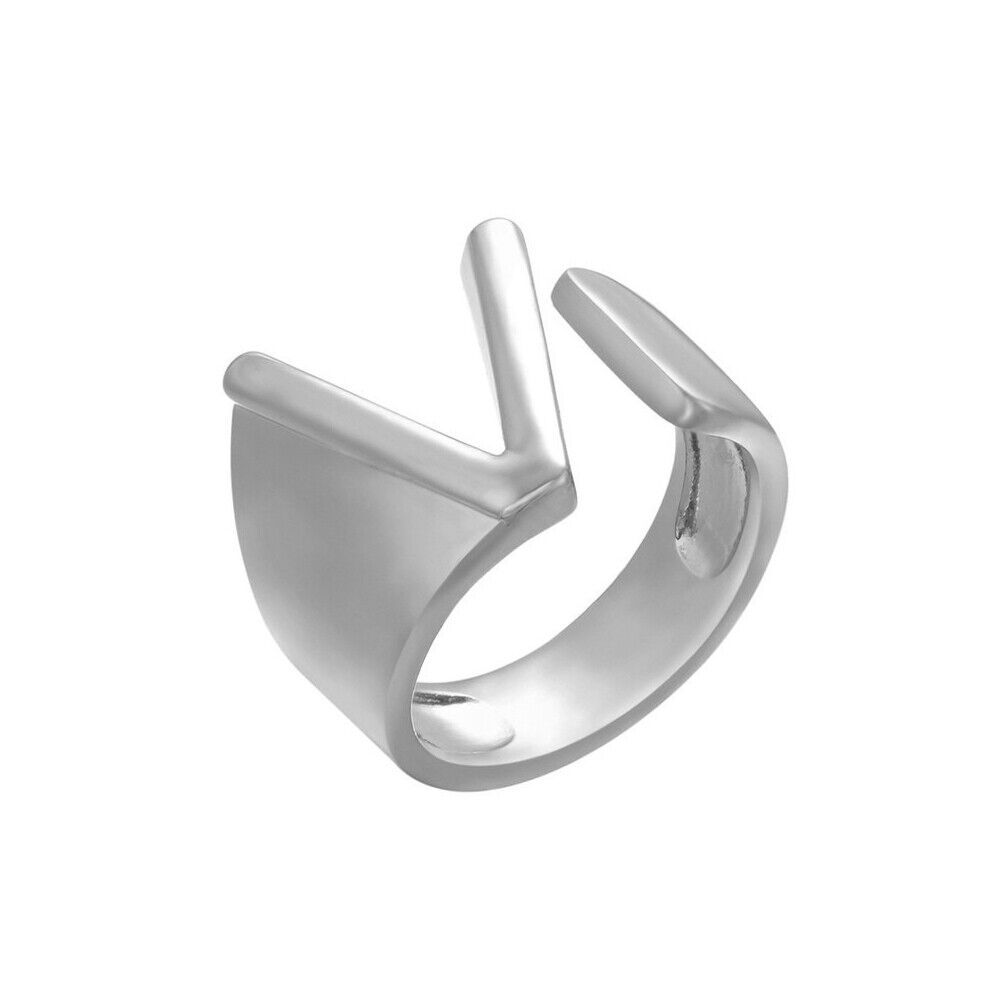 US Alphabet Letter A to Z Resizable Knuckle Ring Initial Gold Silver Letter Ring