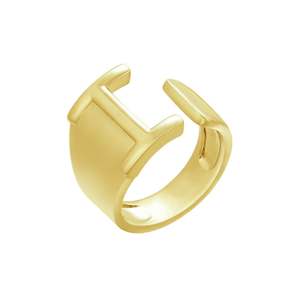 US Alphabet Letter A to Z Resizable Knuckle Ring Initial Gold Silver Letter Ring