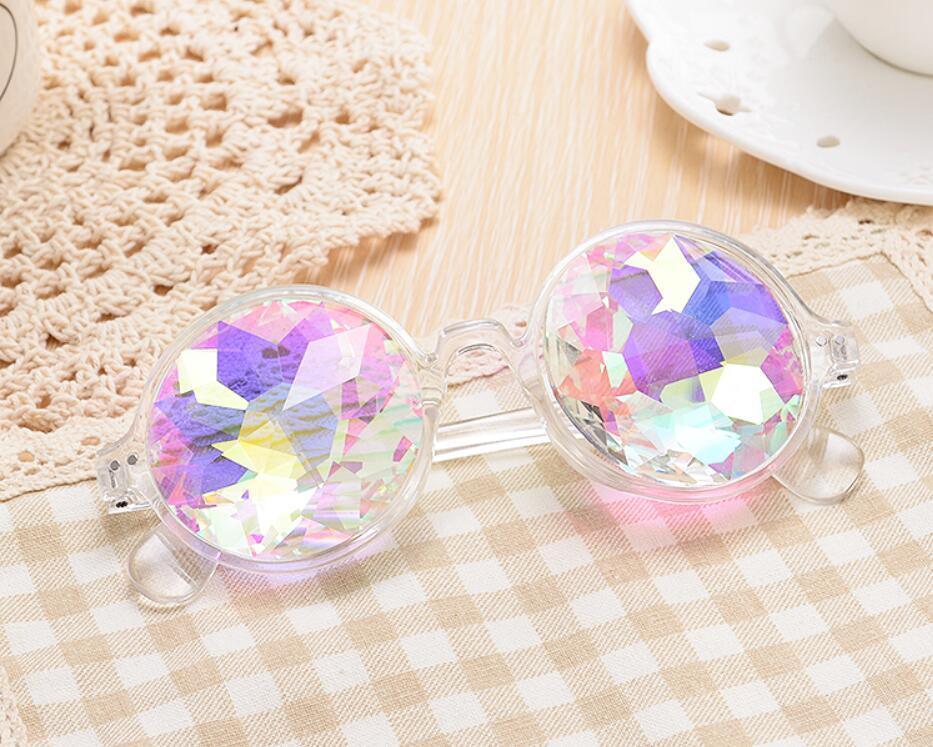 Festival Party Rave Kaleidoscope Rainbow Round Glasses Diffraction Crystal Lens