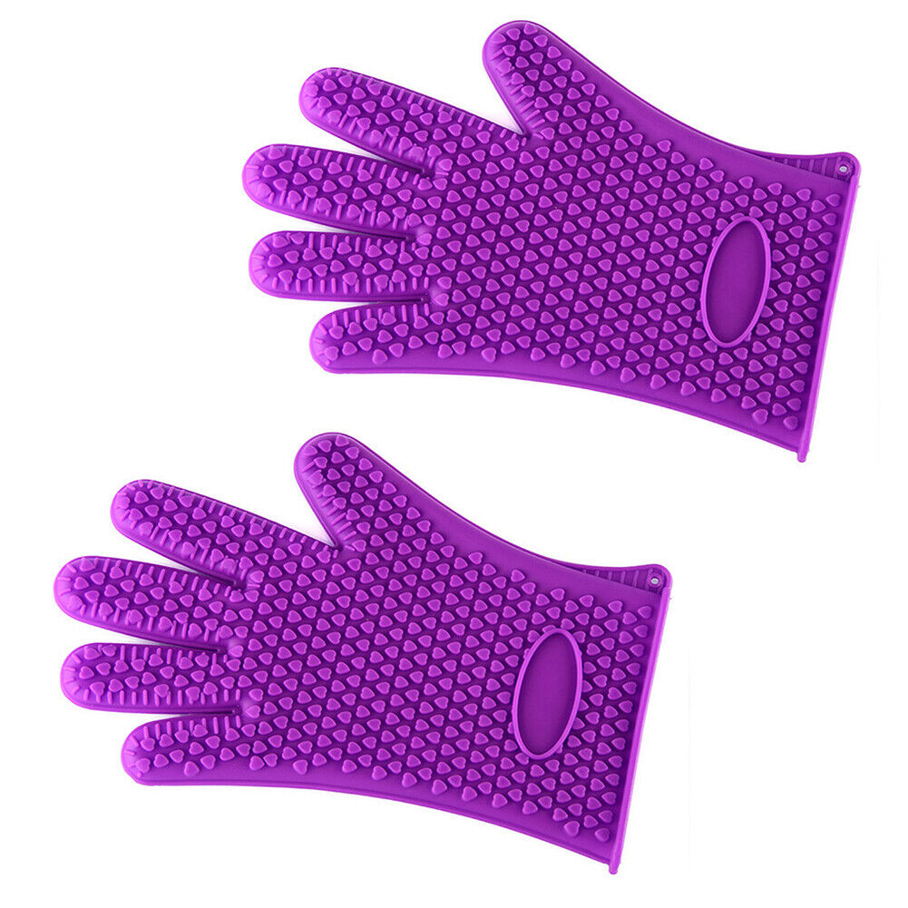 US Silicone BBQ Heat Resistant Gloves Grill Pot Holder Cooking Grip Oven Mitts