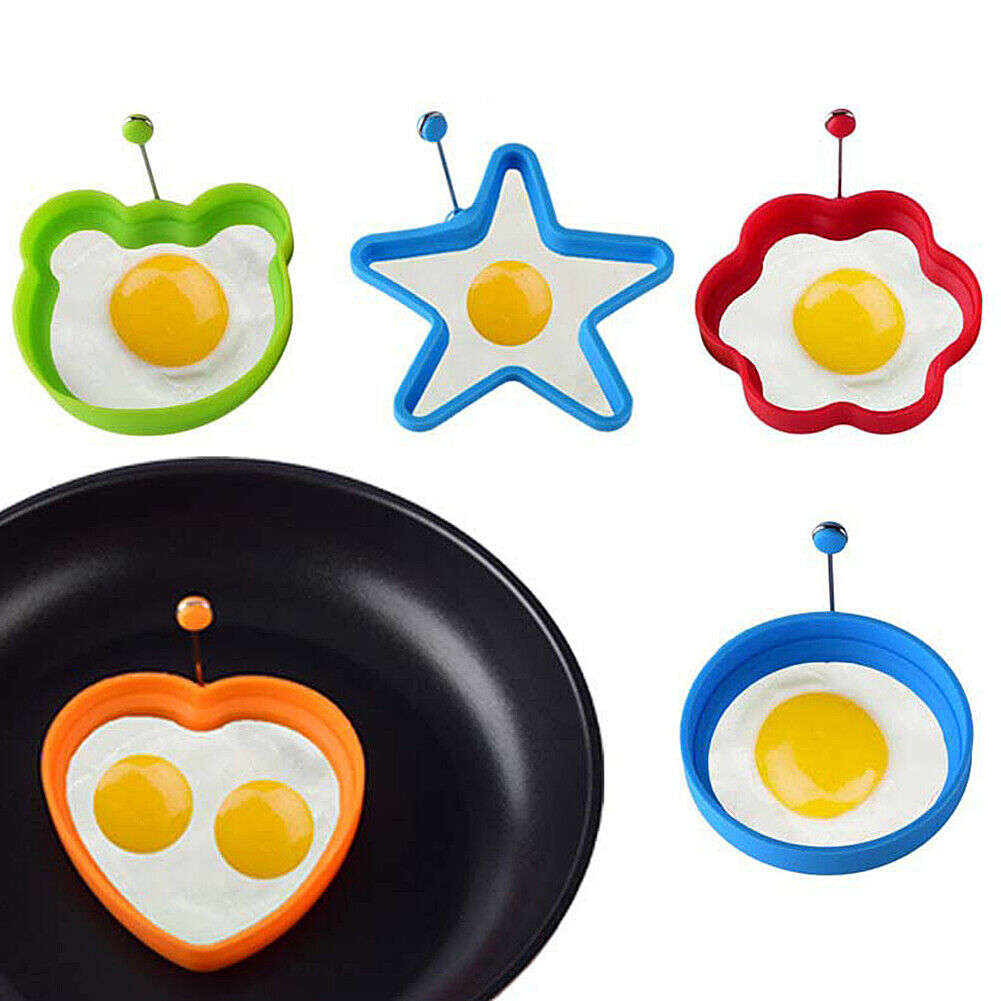 US 4PCS Silicone Egg Frying Mold Ring Pancake Silicone Non-stick Mould Tool Pan