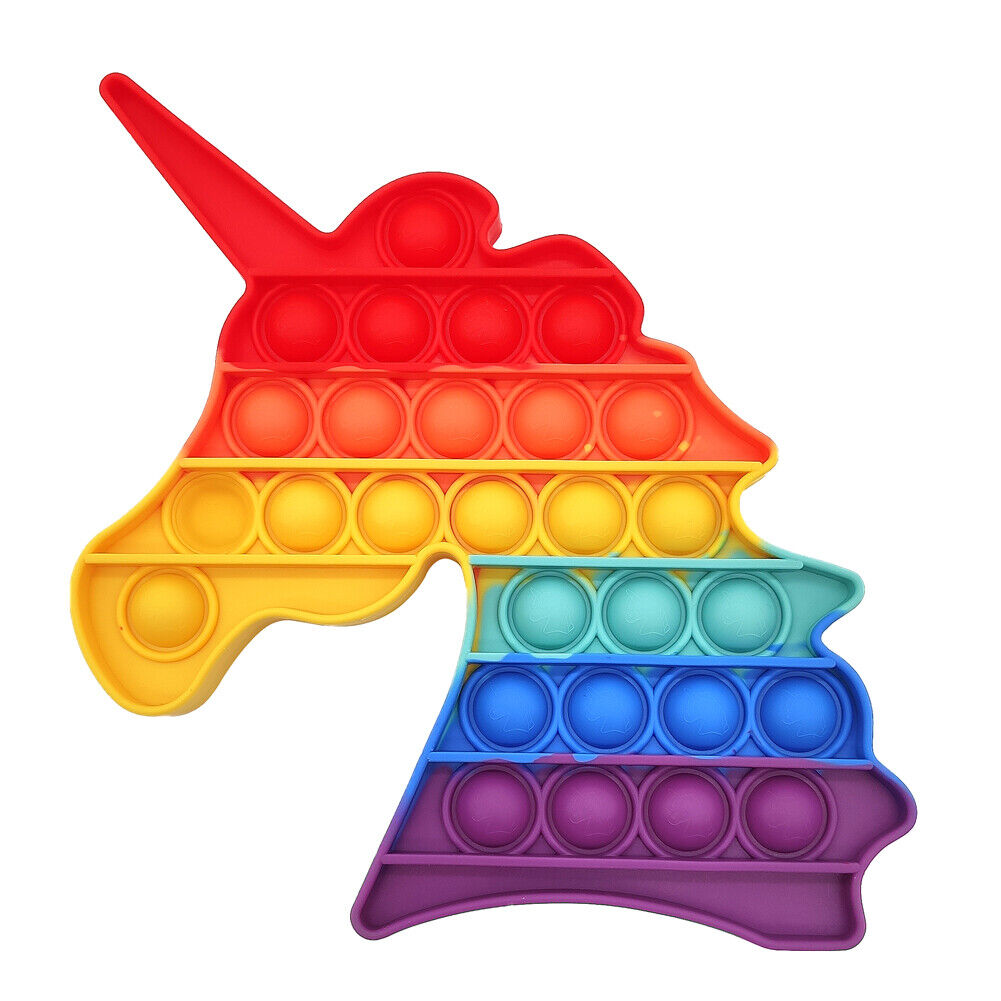 US Push Pop Bubble Silicone Sensory Fidget Rainbow Toy Autism Stress Relief Game
