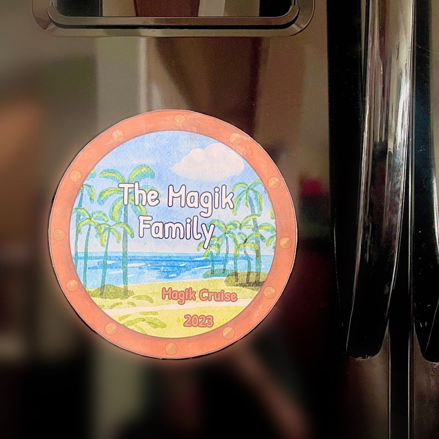 US Custom Cruise Ship Magnet Stateroom Door 8" Beach Sea Tree Watercolor Style