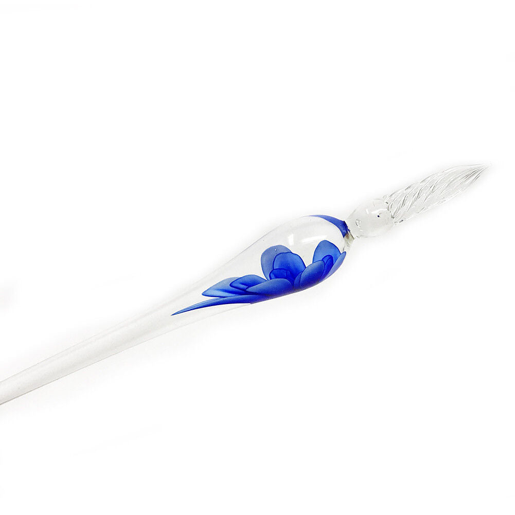 US 3D Glass Signature Pen Nib Elegant Crystal Dip Sign Pen w/ Box Gift Holiday