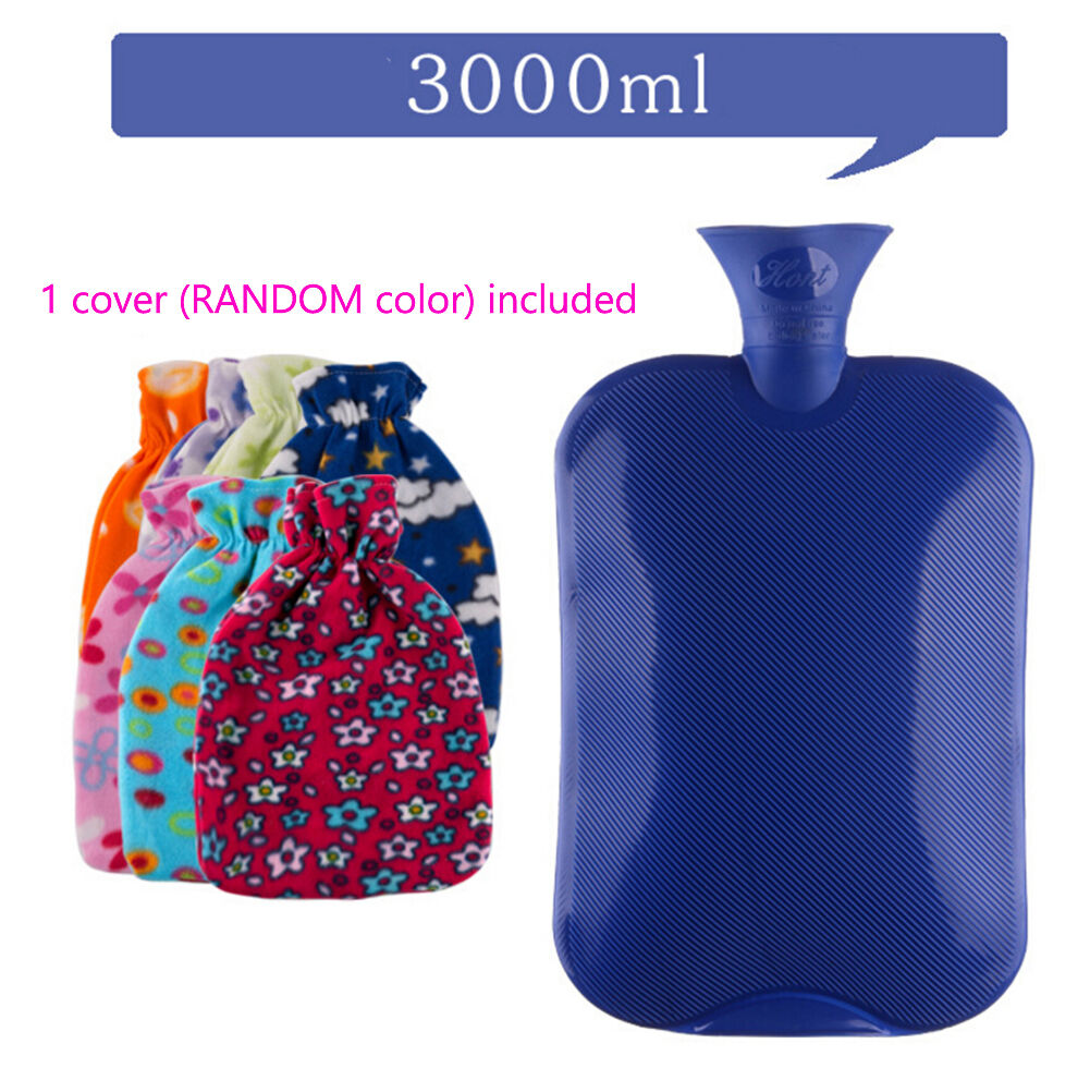 3 Liter/3000mL Large PVC Rubber HOT WATER Bag Warm/Heat / Cold Therapy + Cover