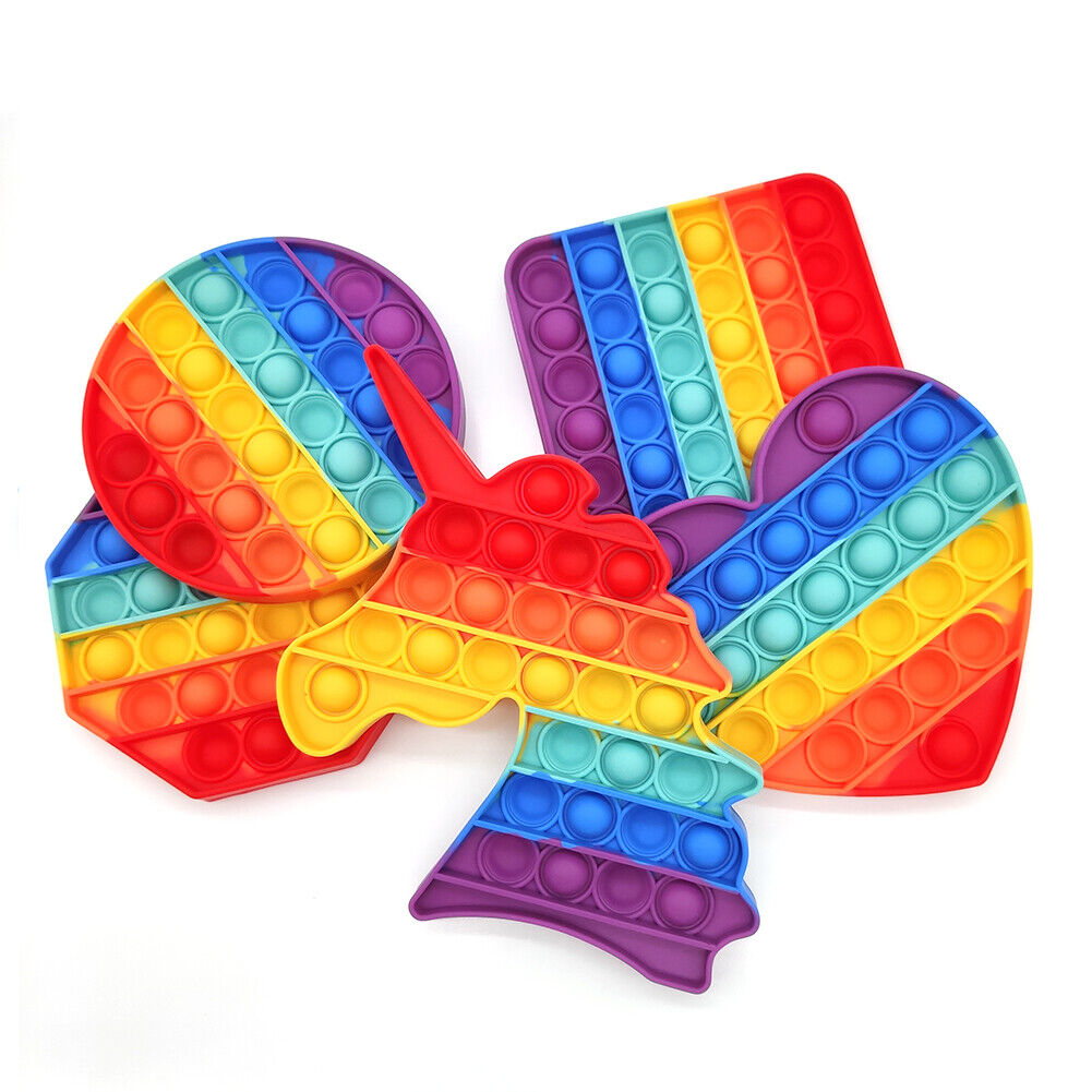 US Push Pop Bubble Silicone Sensory Fidget Rainbow Toy Autism Stress Relief Game