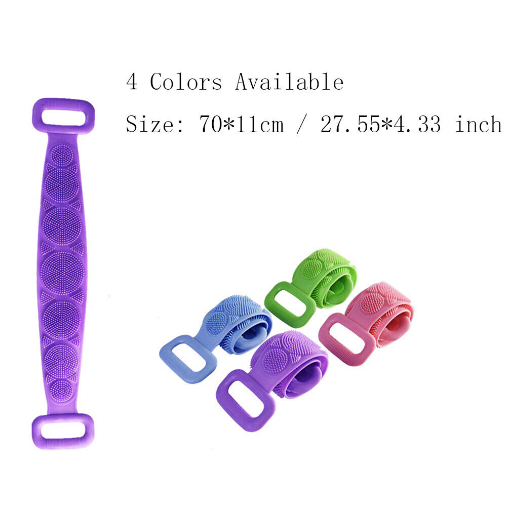 US Silicone Bath Towel Rub Brush Pull Back Strip Scrubber Exfoliating Scrub Tool