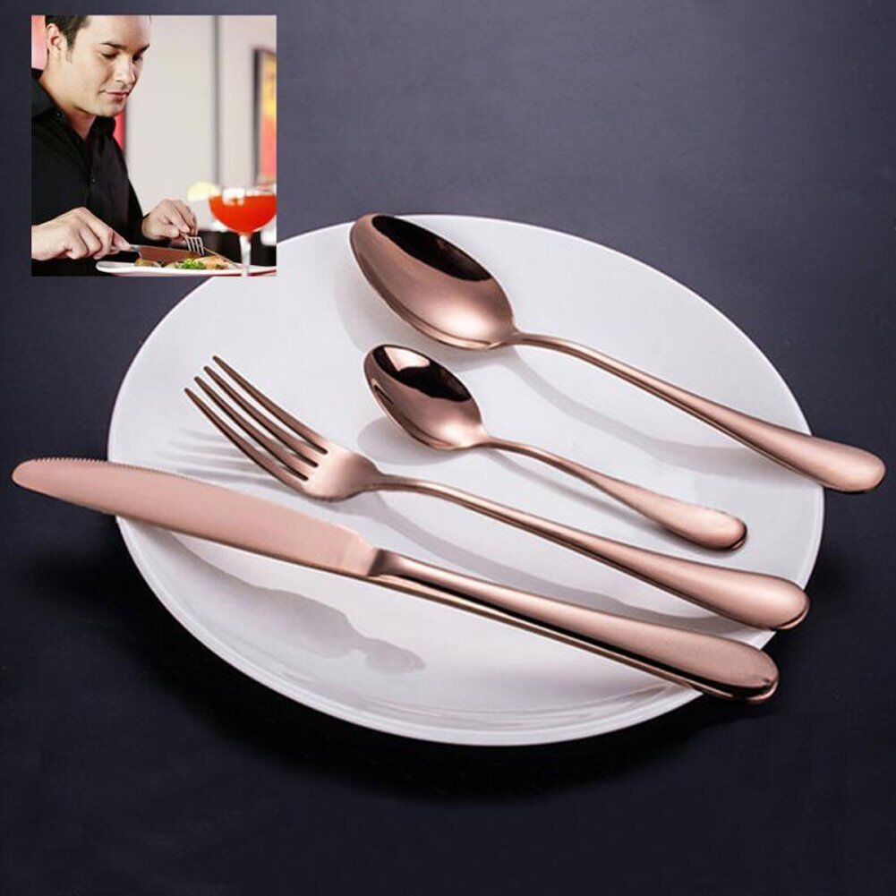 4Pcs Flatware Rainbow Dinnerware Stainless Steel Tableware Set Fork Spoon Knife
