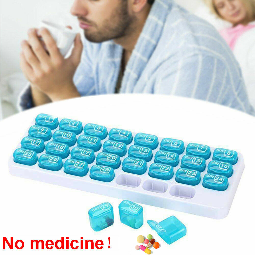 US 31 Day Monthly Pill Organizer Medication Pod Compartment Planner Box Plastic