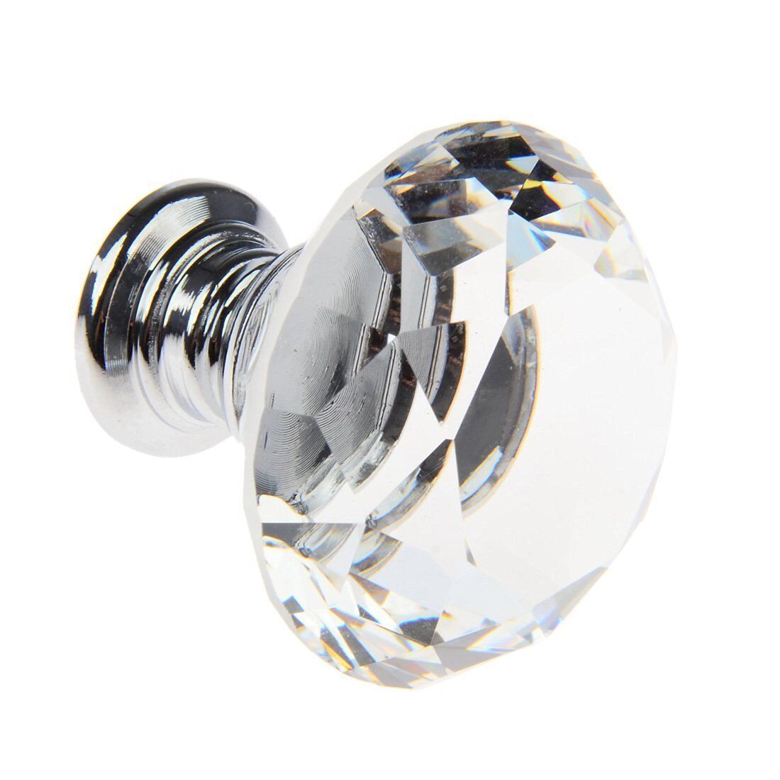 10Pcs Crystal Glass Cabinet Knob Diamond Shape 30mm Drawer Cupboard Handle Pull