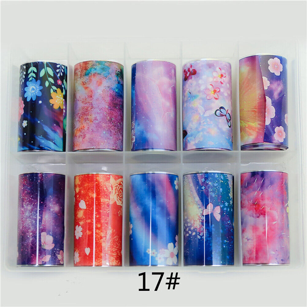 US 10 Sheets Galaxy/Marble/Flower Nail Decal Nail Art Transfer Sticker Decor