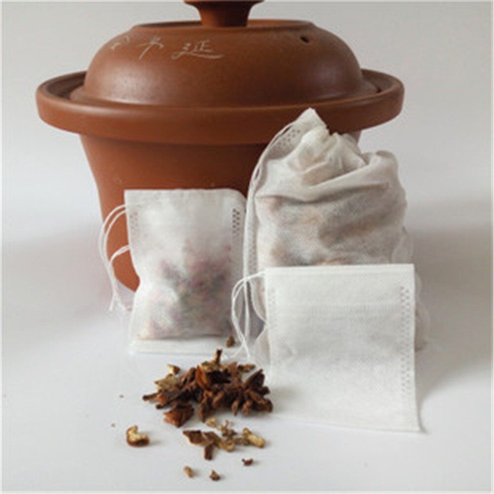 US 100-400 pcs Disposable Filter Drawstring Flip Empty Teabag Herb Loose Tea Bag
