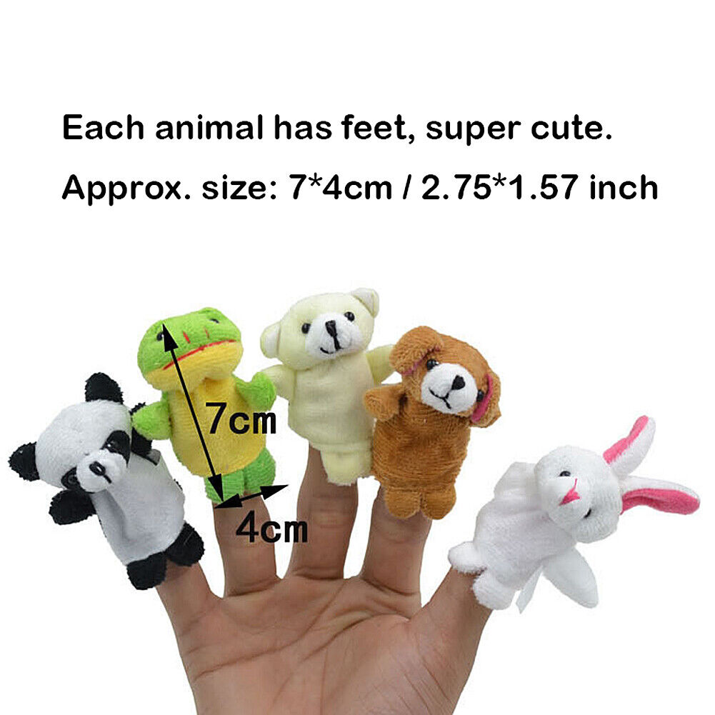 US 6~10 Pack Family Finger Puppets Cotton Doll Animal Baby Educational Hand Toy