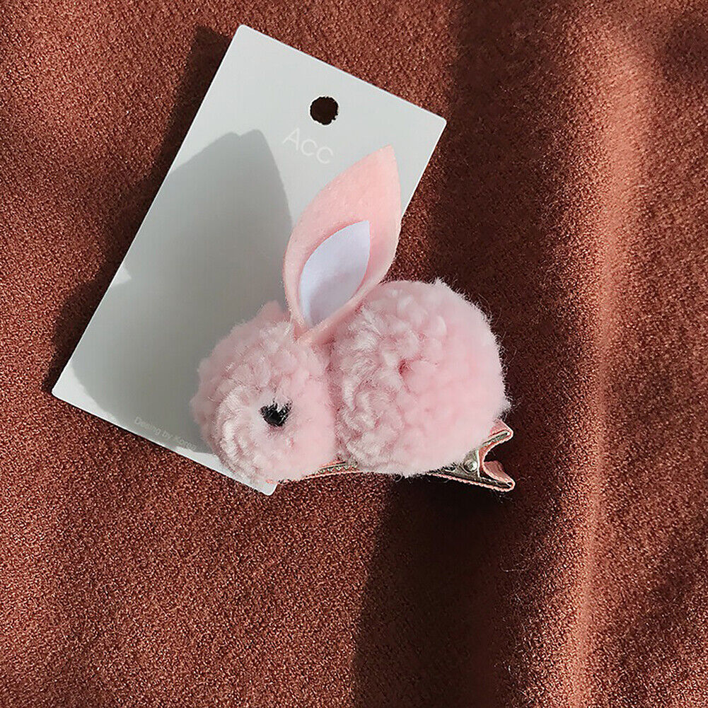 US Pompom Ball Rabbit Hair Rope Tie Ponytail Holder + Hair Clip Girl Gift Set