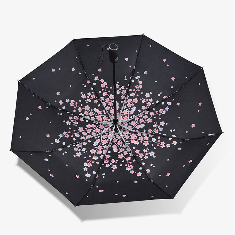 50+ Anti-UV Sun Rain Protection Windproof Flower Parasols 3 Folding Umbrella