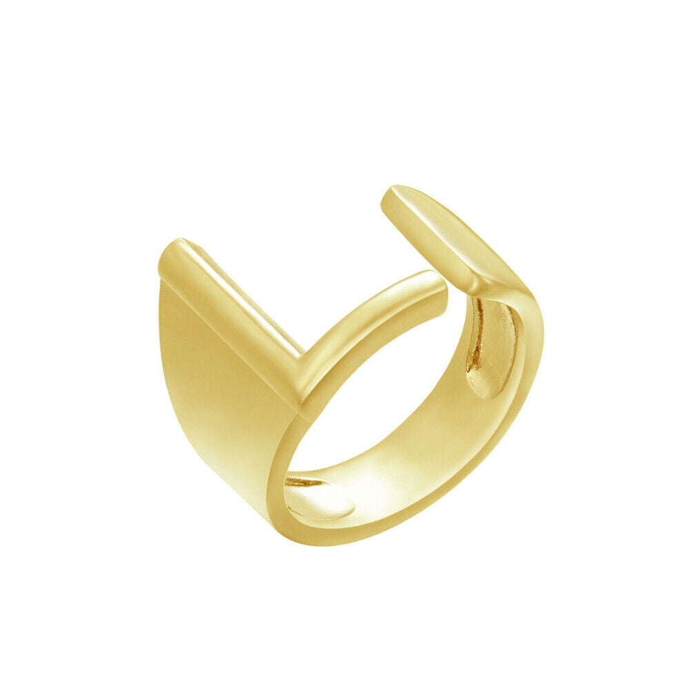 US Alphabet Letter A to Z Resizable Knuckle Ring Initial Gold Silver Letter Ring