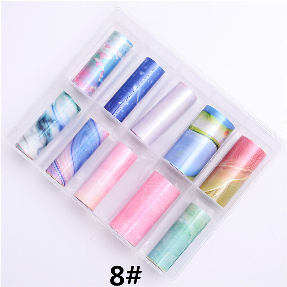 US 10 Sheets Galaxy/Marble/Flower Nail Decal Nail Art Transfer Sticker Decor