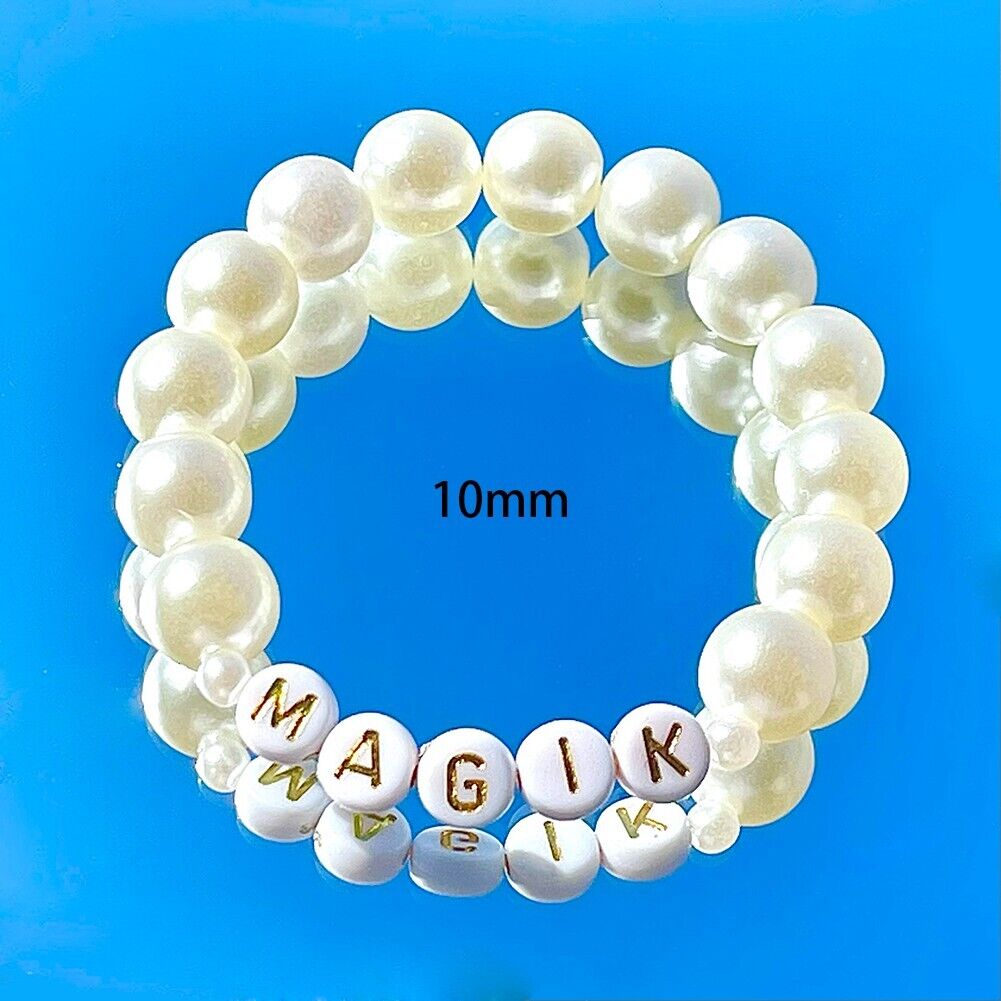 Magik Custom Name Bracelet High Luster Imitation Pearl Stackable Mama Bracelet