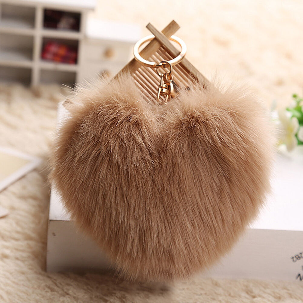 Bunny Rabbit Doll Heart Pom Phone Car Pendant Handbag Key Chain Ring Fine