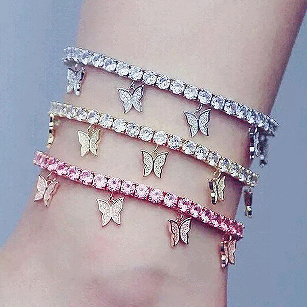 US Women Daisy Butterfly Infinite Rhinestone Crystal Anklet Ankle Bracelet Chain