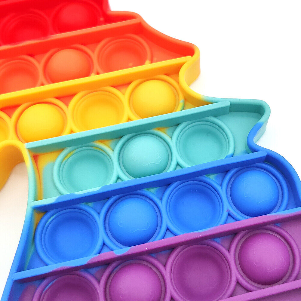 US Push Pop Bubble Silicone Sensory Fidget Rainbow Toy Autism Stress Relief Game